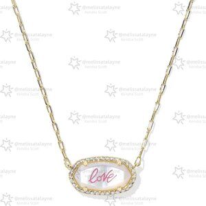 Elisa Pave Frame Gold Short Pendant Necklace